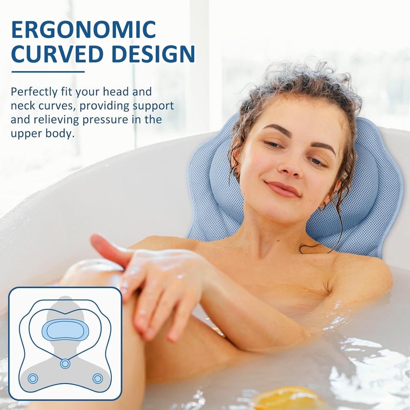 LuxStep Blue Bath Pillow with Suction Cups - Image 3