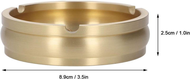 Brass Ashtray, 8.9cm/3.5in Handcrafted Modern Stylish Style Ash Collector Round Portable Tabletop Cigarettes Ash Tray for Outdoor Indoor Decorative - Image 2