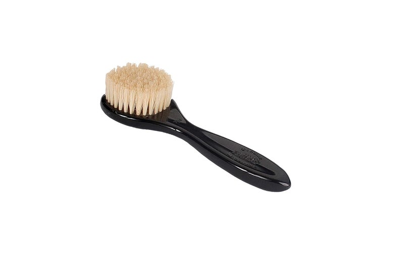 Bass Esthetician Grade Facial Brush Natural Bristle Firm High Polish Acrylic Handle Jet Black Finish Model 704 JTB