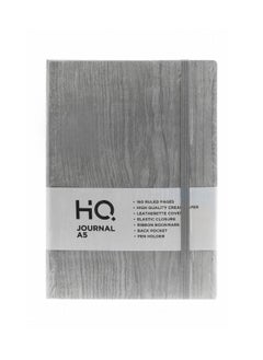 HQ A5 Size Hard Bound Journal Lined Notebook 160 Pages With Elastic Closure Grey Cover  - Image 1