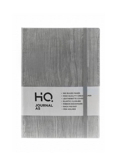 A5 Size Hard Bound Journal Lined Notebook 160 Pages With Elastic Closure Grey Cover