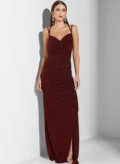Ella Limited Edition Glitter Ruched Gown Dress