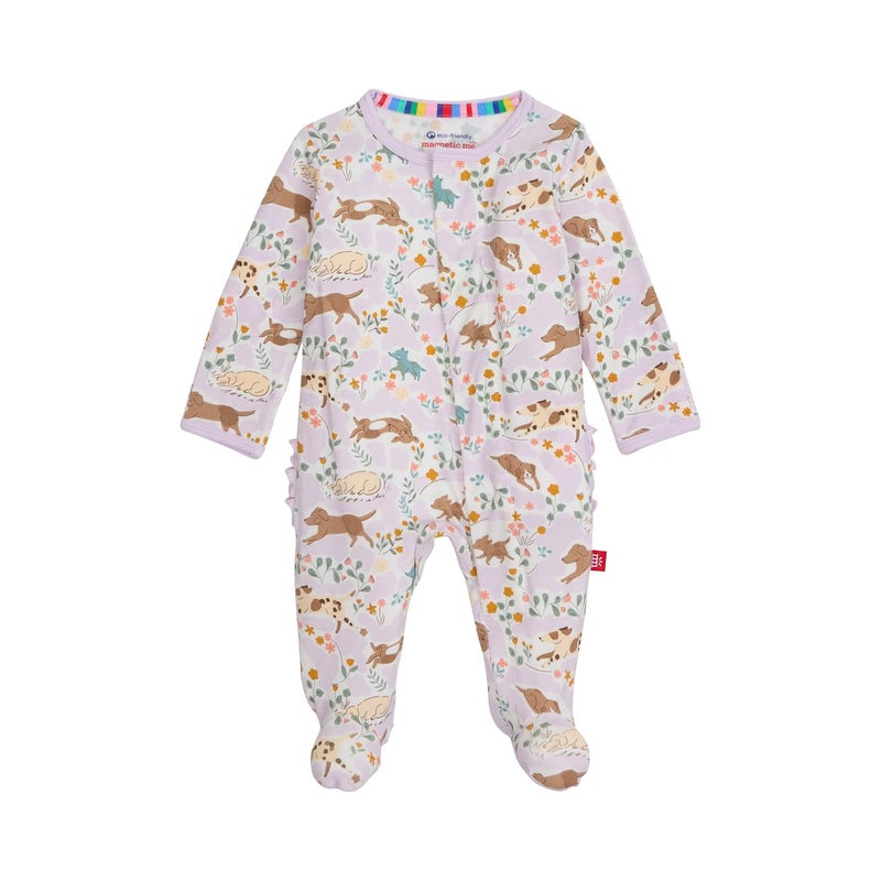 Magnetic Me Girls Modal Magnetic Baby Footie Pajamas | Silky Soft Modal Fabric | Best Fur-End Ruffle | 0-3 Months - Image 1