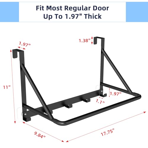 CHJgroup Over The Door Clothes Hanger Metal Clothes Rack for Door with 5 Hooks Over The Door Hanger for Bathroom Laundry Bedroom Washroom Fits Door Up to 197 Matte Black - Image 3