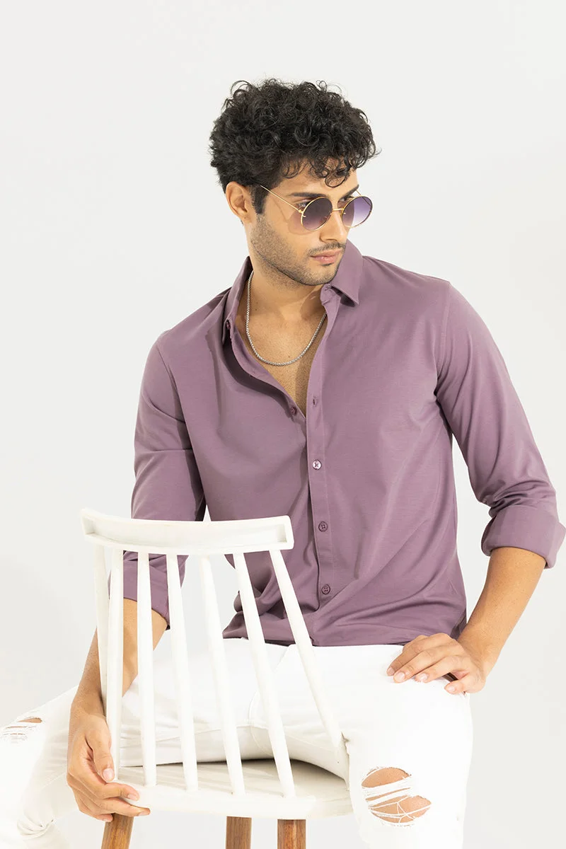 سنيتش Mauve Solid Long Sleeve Slim Fit Formal Shirt