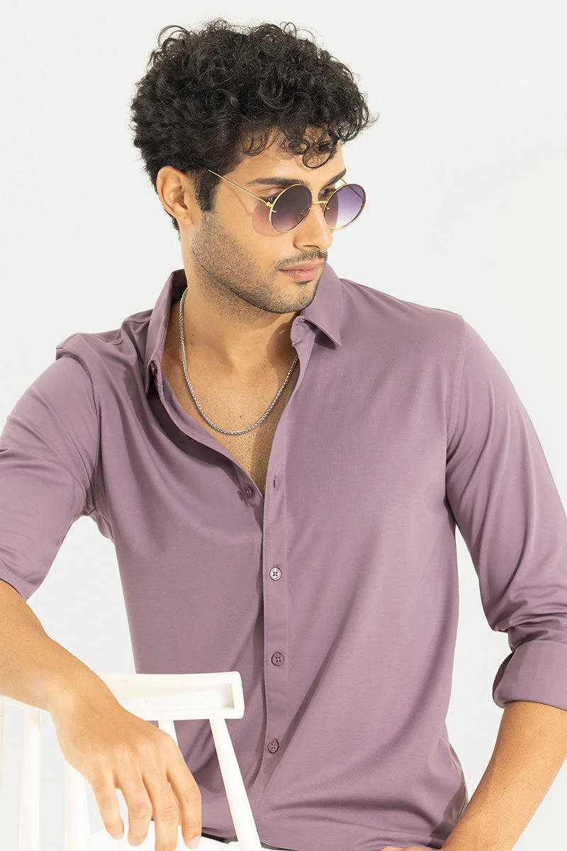 سنيتش Mauve Solid Long Sleeve Slim Fit Formal Shirt