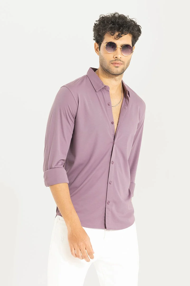 SNITCH Mauve Solid Long Sleeve Slim Fit Formal Shirt