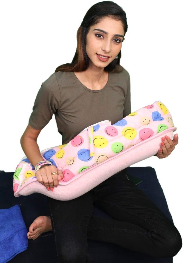 HOOPA 2-in-1 Quilt Covered Pillow (Pink Smile) | Feeding Pillow | Nursing Pillow | Breastfeeding Pillow | Baby Pillow - Image 1