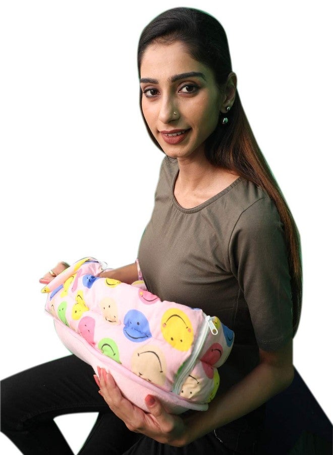 HOOPA 2-in-1 Quilt Covered Pillow (Pink Smile) | Feeding Pillow | Nursing Pillow | Breastfeeding Pillow | Baby Pillow - Image 3