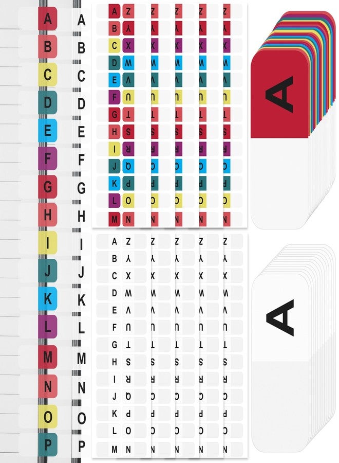 OIIKI 364PCS Alphabet Tabs, Colorful/White A to Z 26 Letters Alphabet Stickers, Alphabetical Tabs Indexes, School Alphabet Label Stickers for Books, Dictionary, Notes, File (14 Sheets) - Image 1