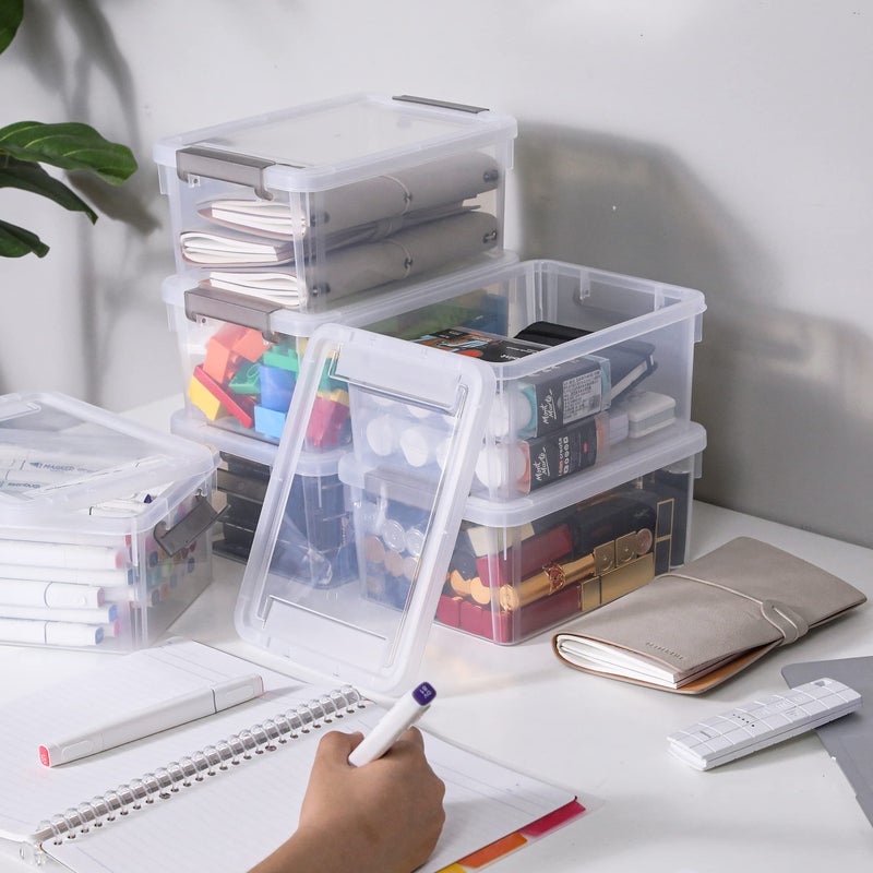 Anywish Small Storage Bins with Lids 3.2 QT Plastic Storage Containers for Organizing Stackable Clear Storage Boxes,Clear White(6 Packs) - Image 4