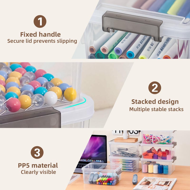 Anywish Small Storage Bins with Lids 3.2 QT Plastic Storage Containers for Organizing Stackable Clear Storage Boxes,Clear White(6 Packs) - Image 3