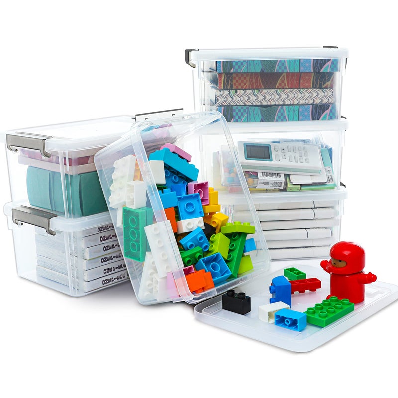 Anywish Small Storage Bins with Lids 3.2 QT Plastic Storage Containers for Organizing Stackable Clear Storage Boxes,Clear White(6 Packs) - Image 1