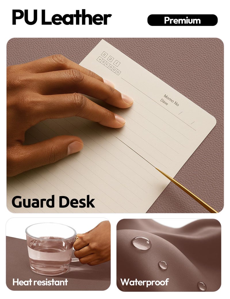 YSAGi Leather Desk Protector, Office Mat, Large Mouse Mat, Non-Slip PU Leather Blotter, Laptop Pad, Waterproof Writing Pad for Office and Home (Chocolate, 23.6" x 13.8") - Image 3