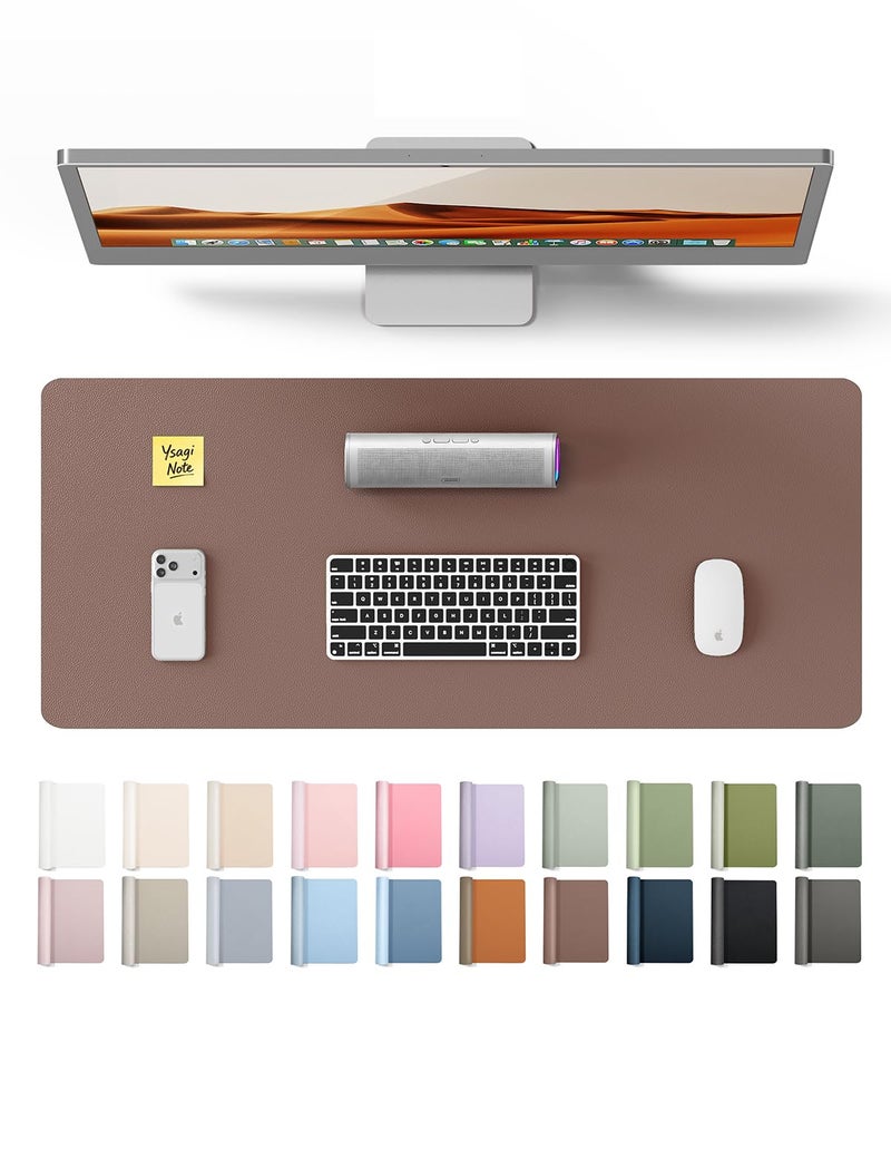 YSAGi Leather Desk Protector, Office Mat, Large Mouse Mat, Non-Slip PU Leather Blotter, Laptop Pad, Waterproof Writing Pad for Office and Home (Chocolate, 23.6" x 13.8") - Image 1