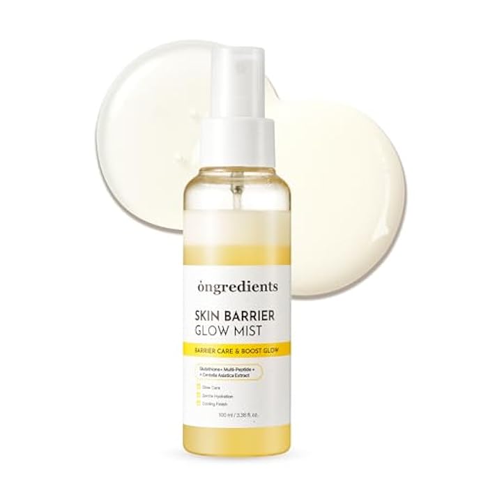 ONGREDIENTS Skin Barrier Glow Mist, Dual-Layer Facial Mist, 98% Pure Glutathione, Multi-Peptide, Centella, Ultra-Fine Spray, Cooling, Dry and Sensitive Skin, Korean Skin Care, 3.38 fl. oz. / 100ml - Image 1