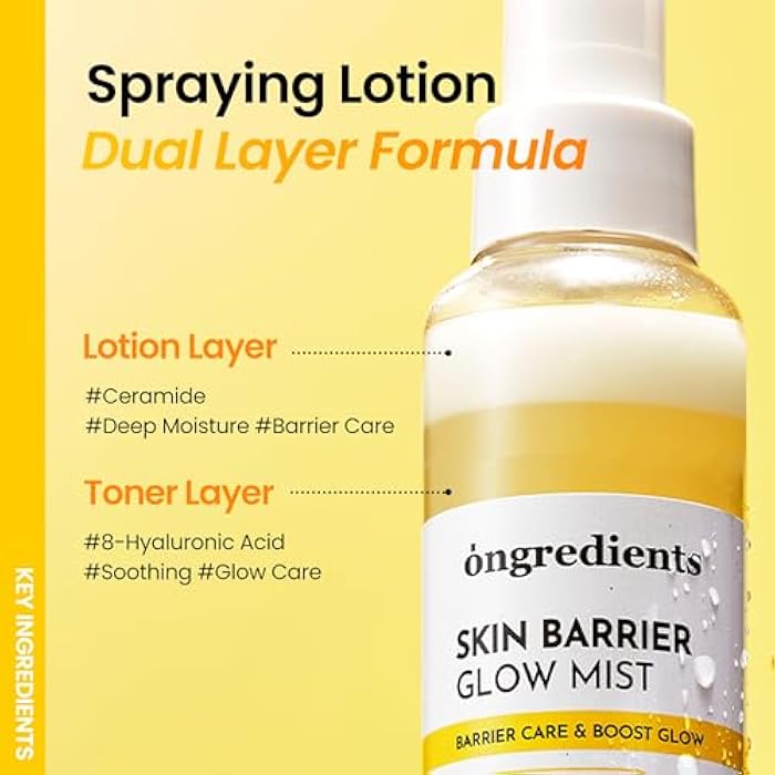 ONGREDIENTS Skin Barrier Glow Mist, Dual-Layer Facial Mist, 98% Pure Glutathione, Multi-Peptide, Centella, Ultra-Fine Spray, Cooling, Dry and Sensitive Skin, Korean Skin Care, 3.38 fl. oz. / 100ml - Image 4