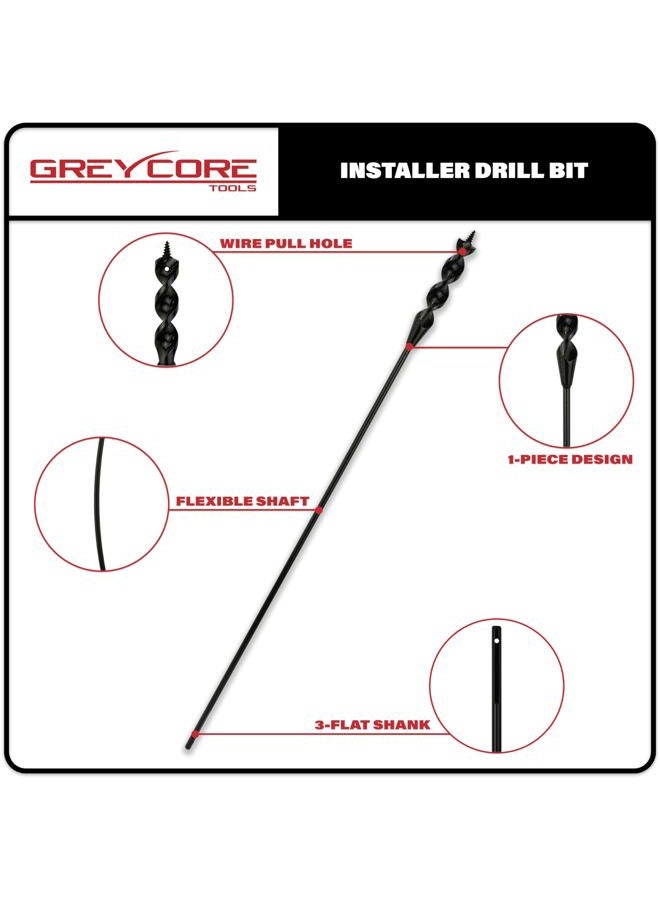 Greycore Tools 9/16 Inch x 54 Inch Flexible Drill Bit for Wire Pulling and Fishing, Auger Head Installer Drill Bit, Fish Bit for Pulling Wires in Walls (9/16" x 54" Installer) - Image 2