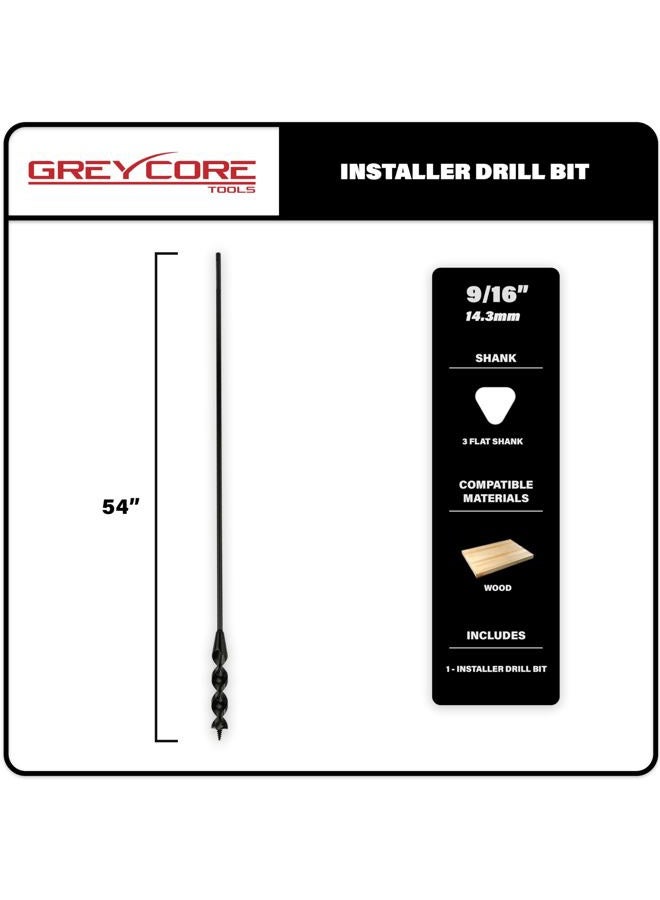 Greycore Tools 9/16 Inch x 54 Inch Flexible Drill Bit for Wire Pulling and Fishing, Auger Head Installer Drill Bit, Fish Bit for Pulling Wires in Walls (9/16" x 54" Installer) - Image 3