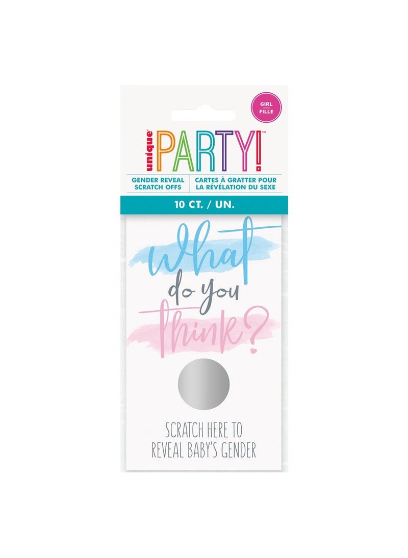 Unique Gender Reveal Scratch Card Girl Pink 10-Pack - Image 1