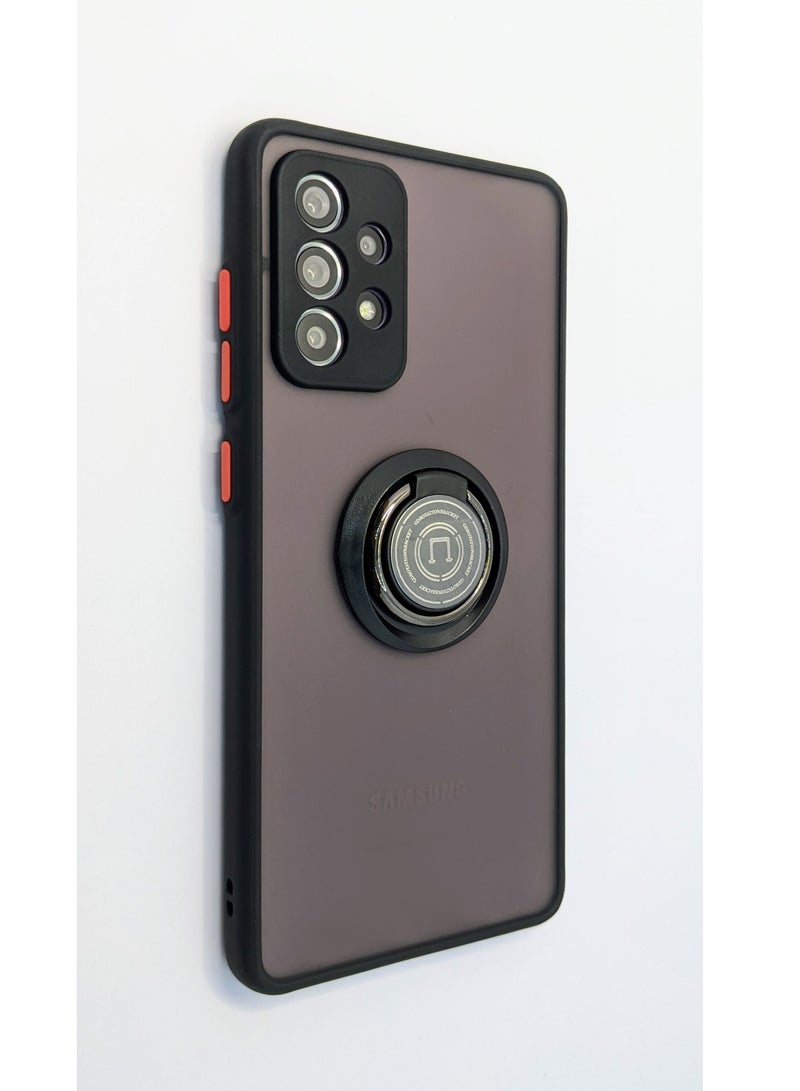 جراب Samsung Galaxy A73 5g، غطاء خلفي واقي بحلقة معدنية لهاتف Samsung A73 5g أسود