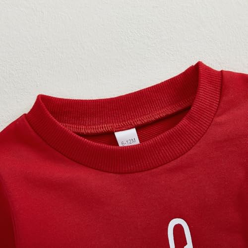 Bonangber Toddler Baby Boy Valentines Day Outfit Love Crewneck Sweatshirt Letter Long Sleeve Shirt Pullover Tops Valentines Day Clothes (V-Red Love,18-24 Months) - Image 4