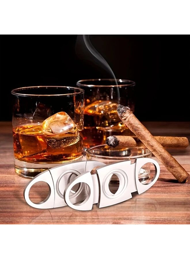 Black Stainless Steel Cigar Cutter Guillotine Sharp Blade Lock One Hand Operation - Image 2