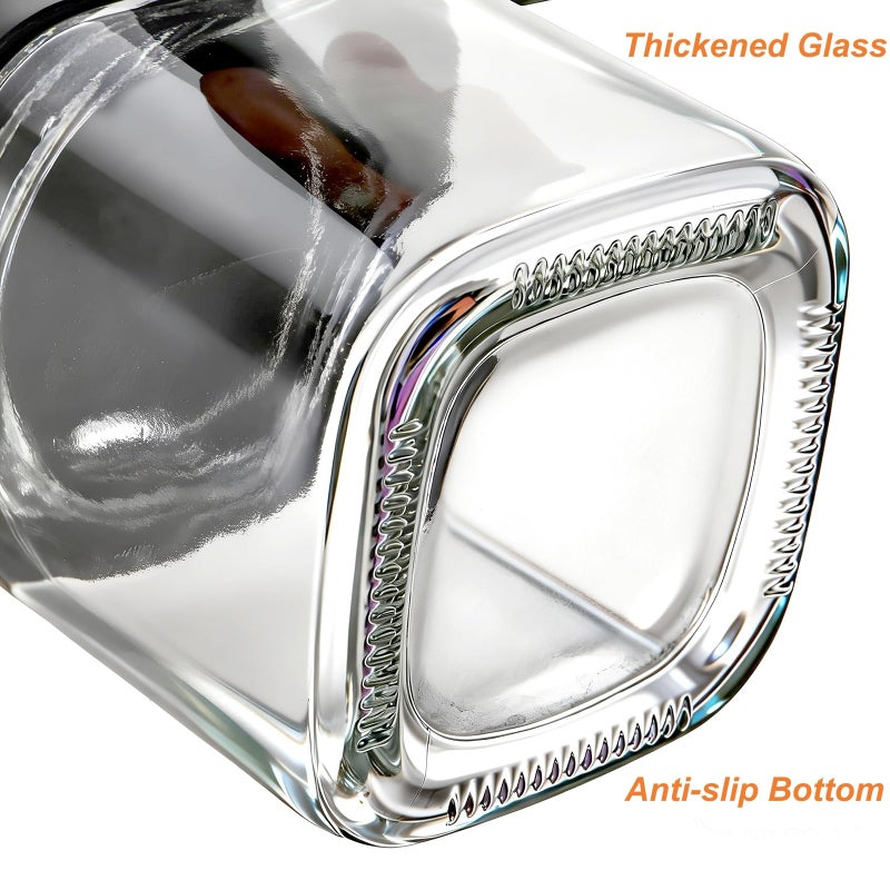 DEAYOU Set of 3 Glass Seasoning Box with Tray, 8.6oz Clear Condiment Canister Pots with 18/10 Stainless Steel Lid and Spoon, Salt Pepper Sugar Storage Container Spice Jar Cruet for Kitchen, Counter - Image 4