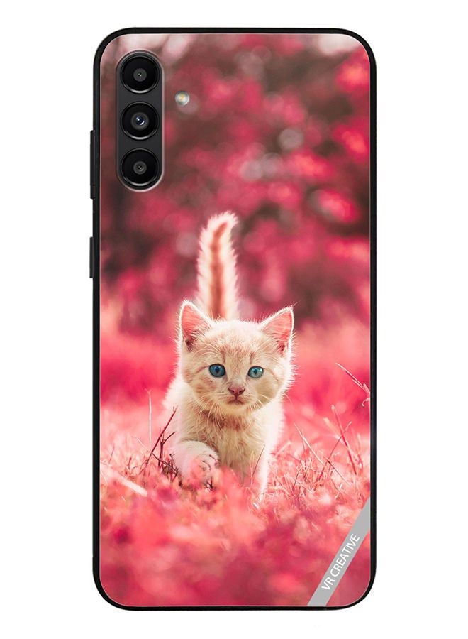 VR CREATIVE Protective Case Cover For Samsung Galaxy A13 5G Red Blossom Cat Design Multicolour - Image 1