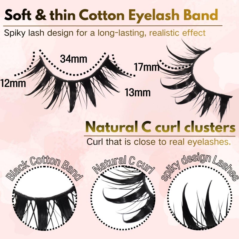 AUGENLI Anime Manga Style Cat Eye False Eyelashes 10 Pairs Wet Look C-Curl Spiky Makeup Lashes with Cotton Band for Cosplay, Daily Wear & Party - Image 4