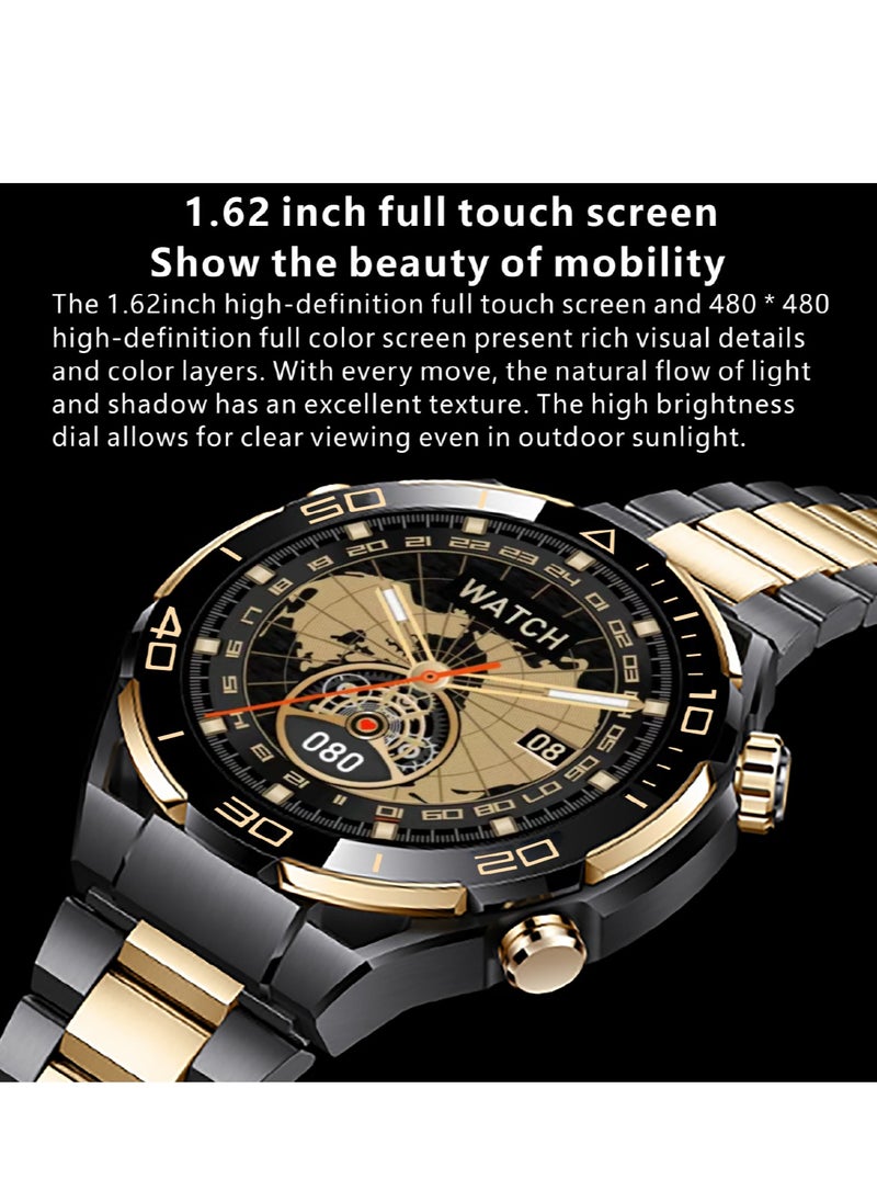 Hommtel - Watch Ultimate Black Edition - 1.62-inch AMOLED Full Touch Screen Smartwatch with AI Voice Assistant, NFC Access, Health Monitoring, and Multi-Sport Modes - Image 1