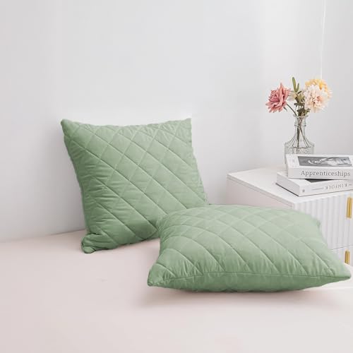 LINENWALAS 100% Bamboo Quilted Pillow Cover - Set of 2 | Ultra-Soft, Cooling & Breathable | Skin & Hair Friendly | Hidden Zipper Closure | Sweat-Absorbent & Hypoallergenic (20x36 Inches, Dark Grey) - Image 2