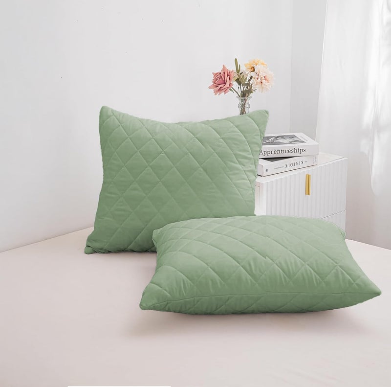 LINENWALAS 100% Bamboo Quilted Pillow Cover - Set of 2 | Ultra-Soft, Cooling & Breathable | Skin & Hair Friendly | Hidden Zipper Closure | Sweat-Absorbent & Hypoallergenic (20x36 Inches, Dark Grey) - Image 4