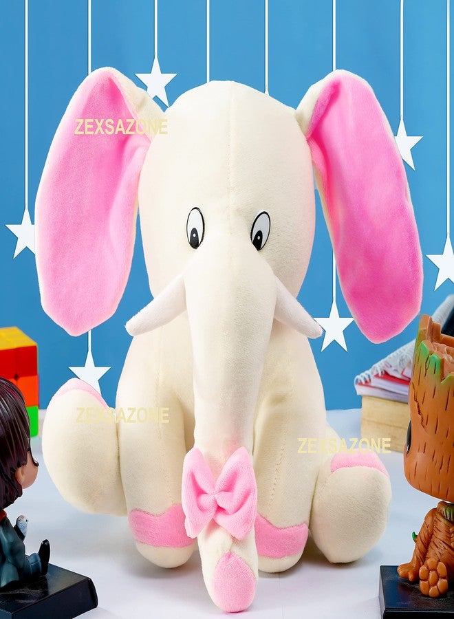 ZEXSAZONE Soft Plush Fabric Animal Elephant Bear Size 28CM Cream Color. - Image 1