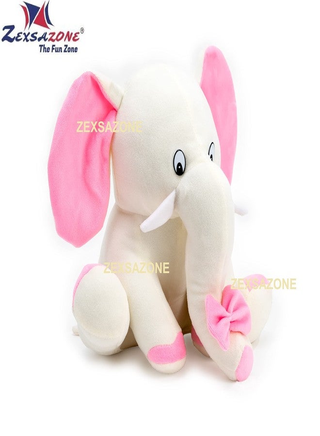 ZEXSAZONE Soft Plush Fabric Animal Elephant Bear Size 28CM Cream Color. - Image 4
