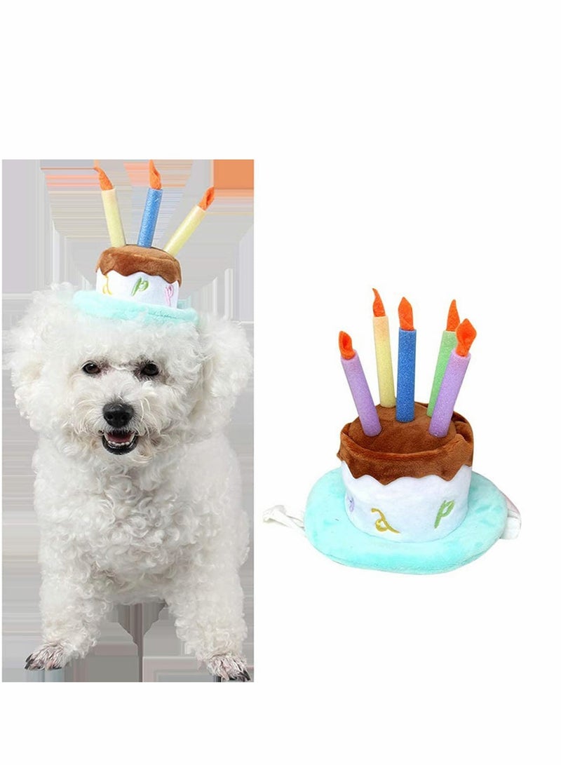 Excefore Dog Happy Birthday Hat, Party Hat with Cake and 5 Colorful Candles Design Cosplay Costume Accessory Headwear for Dogs Cats - Image 2