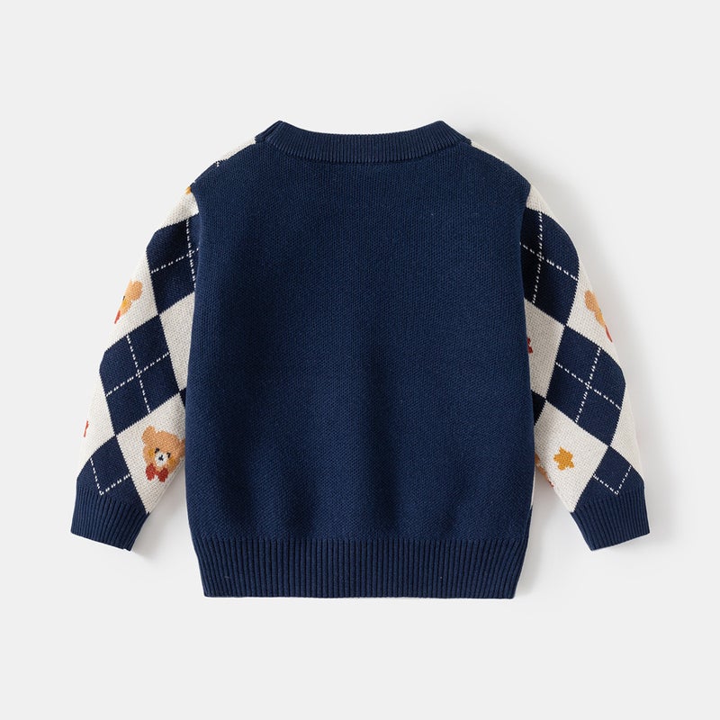 Boys' Sweater 2026 New Style Children'S Boys' Argyle Knitwear Small And Medium-Sized Children'S Base Layer Clothing - Image 4