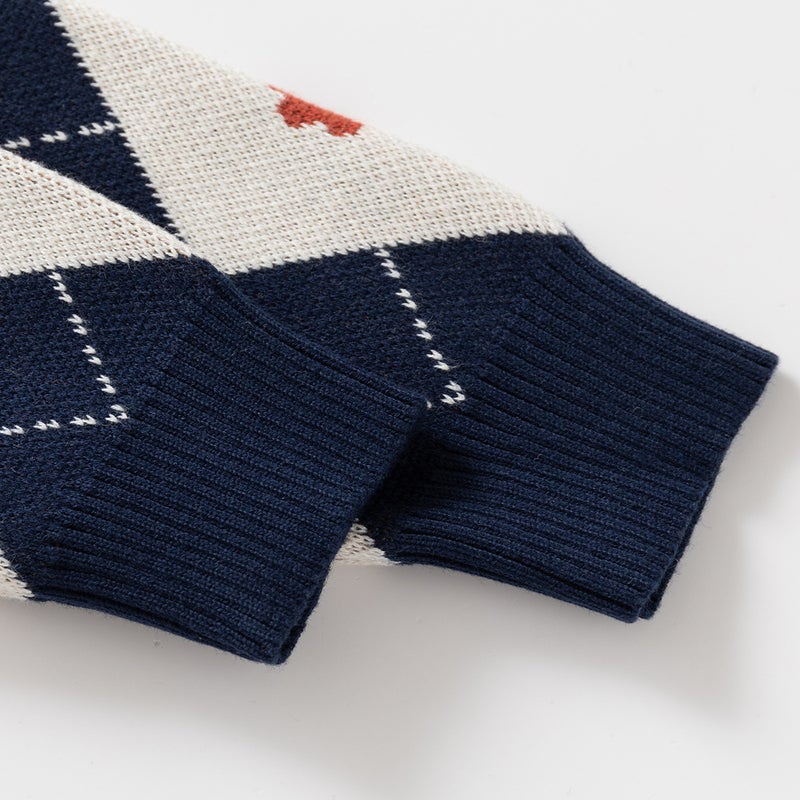 Boys' Sweater 2026 New Style Children'S Boys' Argyle Knitwear Small And Medium-Sized Children'S Base Layer Clothing - Image 5