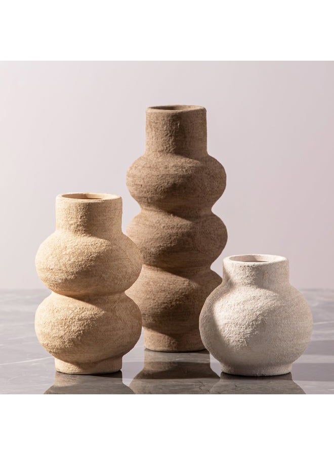Vanselia Ceramic Vase Home Table Decor - Flower Vase Set of 3 Living Room Kitchen Decorations Farmhouse Modern Rustic Vases Decorative Centerpiece for Shelf Bedroom Office Bathroom Dining Coffee Desk - Image 1