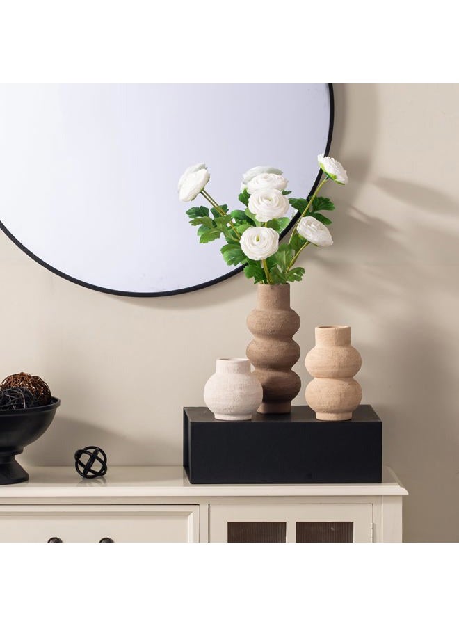Vanselia Ceramic Vase Home Table Decor - Flower Vase Set of 3 Living Room Kitchen Decorations Farmhouse Modern Rustic Vases Decorative Centerpiece for Shelf Bedroom Office Bathroom Dining Coffee Desk - Image 5