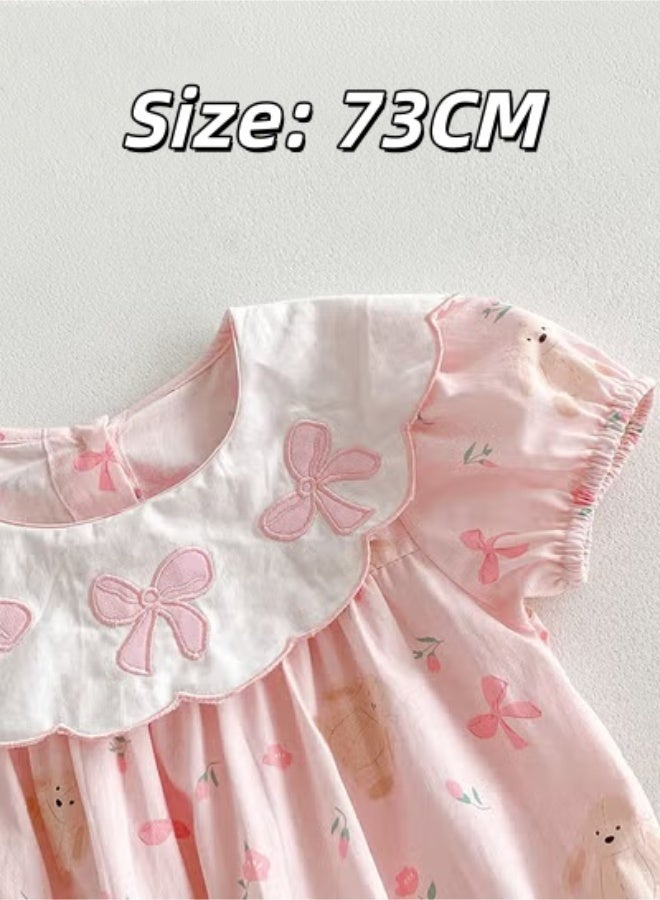 Baby Girls Playsuit with Back ons, Adorable Bodysuit with Floral and Animal Patterns, Short Sleeve Jumpsuit, Newborn Summer Clothes, Casual Tops for Infants, Easy to Wear and Change Diapers - Image 5
