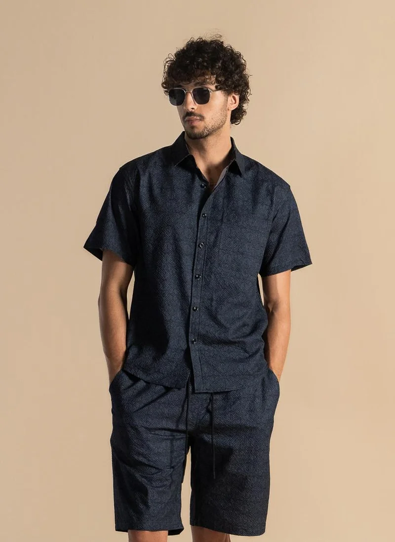 SHAPES TEXTURED SHIRT SET
