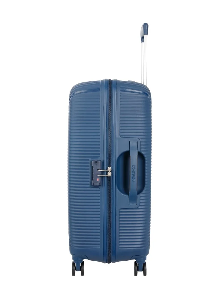 AMERICAN TOURISTER NAVY Maxplus 3PC Set (55 + 68 + 79 cm), Polypropylene, Navy Blue|TSA Lock|RPET|Scratch & Impact Resistant Material - 3 Years International Warranty  | Best Price UAE