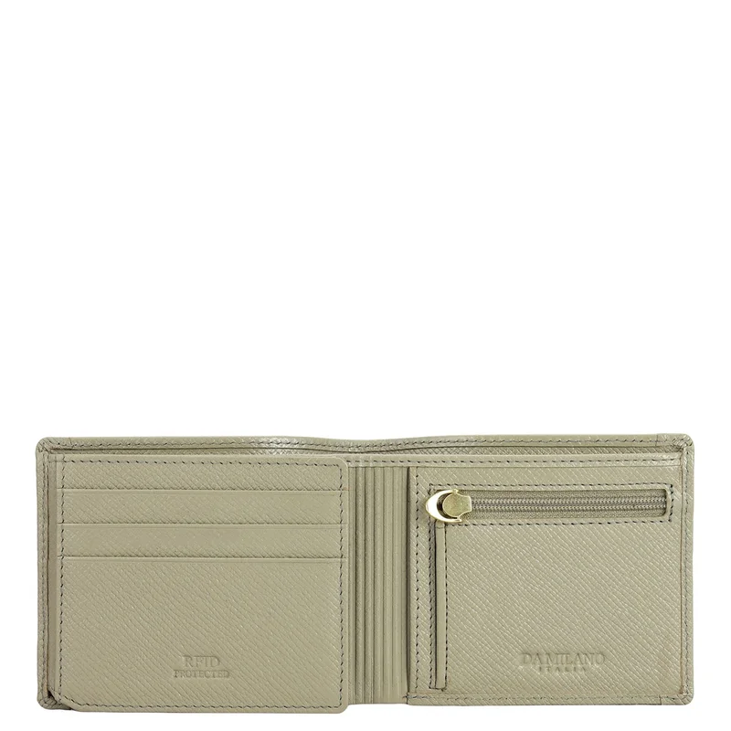 Da Milano Stone Grey Bifold Leather Mens Wallet