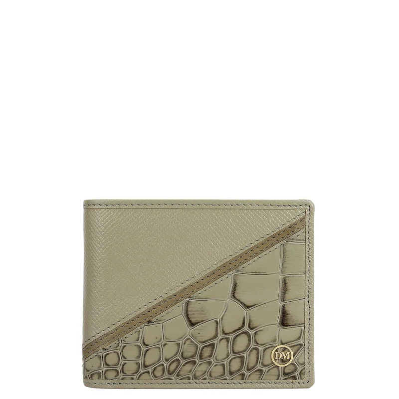 Da Milano Stone Grey Bifold Leather Mens Wallet