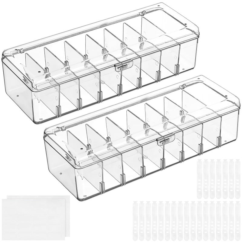 Cable Organizer Box with Lid 20 Straps 2 Labels Cord Storage Case Office Travel - Image 2