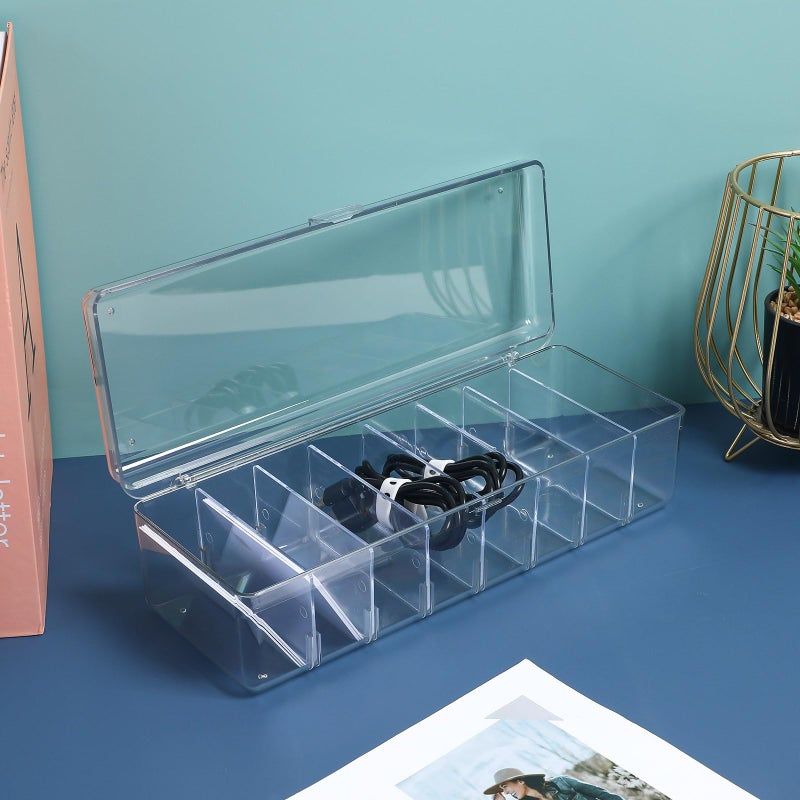 Cable Organizer Box with Lid 20 Straps 2 Labels Cord Storage Case Office Travel - Image 5