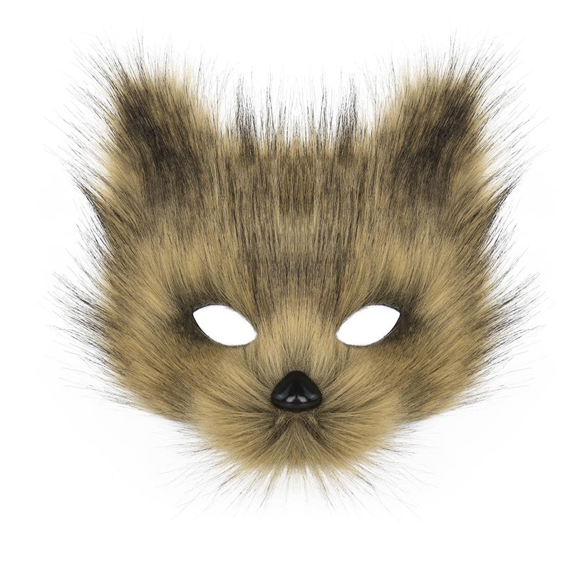 hbbhml Animal Fox Wolf Mask Halloween Party Cosplay Costumes Props Plush Cat Half Face Masks Carnival Christmas Masquerade - Image 2