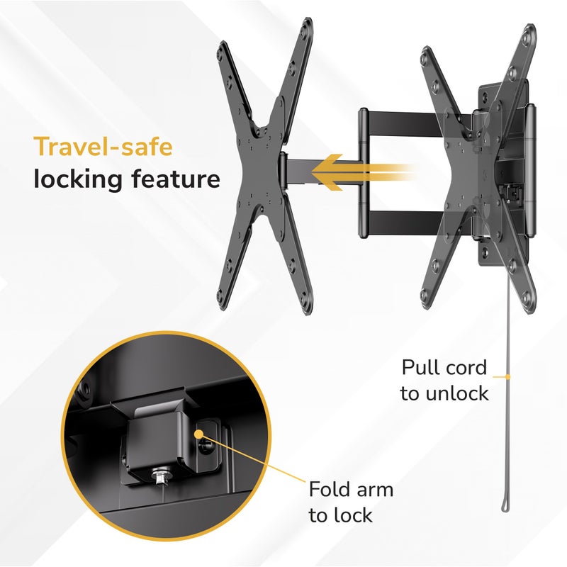 Mount-It! Lockable RV TV Wall Mount for 23-55 Inch TVs, Quick-Release Full Motion Bracket for Campers, Motorhomes, Trailers & Boats, Secure Swivel Arm, VESA 75x75-400x400, 77 lbs Capacity - Image 2