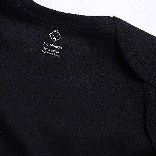 ROMPERINBOX Unisex Solid Black Baby Bodysuit 0-24 Months (3-6 months, black) - Image 5